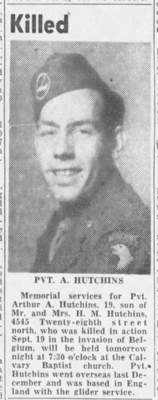 HUTCHINS ARTHUR A The American Overseas Memorial Day Association